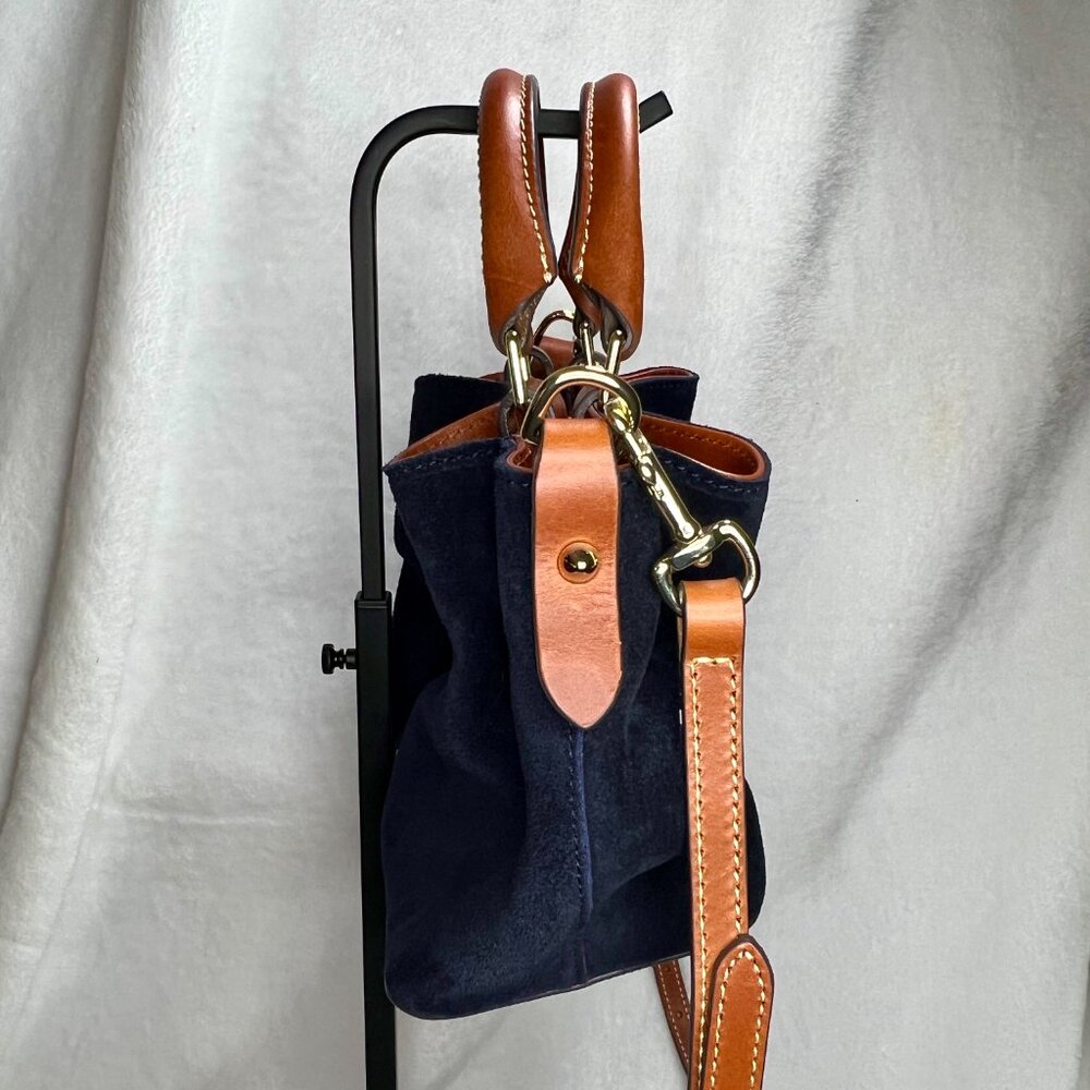 Dooney & Bourke Navy Blue Suede Mini Barlow Satchel EUC - Picture 4 of 9